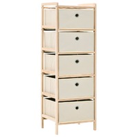  Storage Rack with 5 Fabric Baskets Cedar Wood Beige