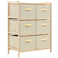  Storage Rack with 6 Fabric Baskets Cedar Wood Beige