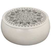  Coffee Table Hammered Aluminium 70x30 cm White