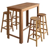 Bar Table and Stool Set 5 Pieces Solid Acacia Wood