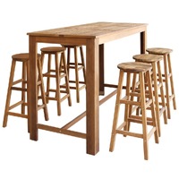  Bar Table and Stool Set 7 Pieces Solid Acacia Wood