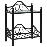  Bedside Table Steel and Tempered Glass 45x30.5x60 cm Black