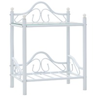  Bedside Table Steel and Tempered Glass 45x30.5x60 cm White