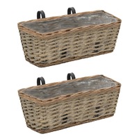 Balcony Planter 2 pcs Wicker with PE Lining 40 cm