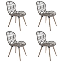  Dining Chairs 4 pcs Brown Natural Rattan