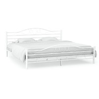  Bed Frame without Mattress White Metal 137x187 cm Double