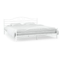  Bed Frame without Mattress White Metal 153x203 cm Queen