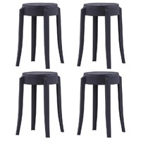 Stackable Stools 4 pcs Black Plastic