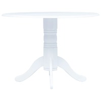  Dining Table White 106 cm Solid Rubber Wood