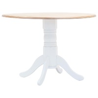  Dining Table White and Brown 106 cm Solid Rubber Wood