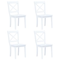  Dining Chairs 4 pcs White Solid Rubber Wood