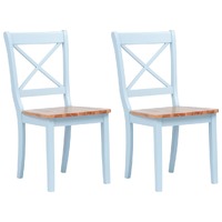 Dining Chairs 2 pcs Grey and Light Wood Solid Rubber Wood
