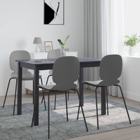  Dining Table Black 114x71x75 cm Solid Rubber Wood