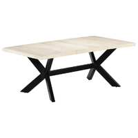  Dining Table White 200x100x75 cm Solid Mango Wood