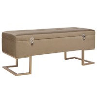  Bench with Storage Compartment 105 cm Beige Velvet