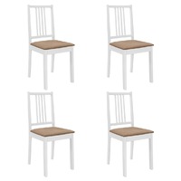  Dining Chairs with Cushions 4 pcs White Solid Wood