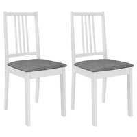  Dining Chairs with Cushions 2 pcs White Solid Wood