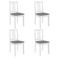  Dining Chairs with Cushions 4 pcs White Solid Wood