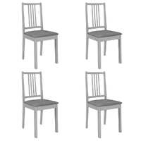  Dining Chairs with Cushions 4 pcs Grey Solid Wood