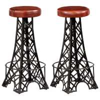  Bar Stools 2 pcs Real Leather