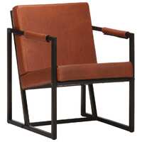  Armchair Brown Real Leather