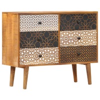  Sideboard with Printed Pattern 90x30x70 cm Solid Mango Wood