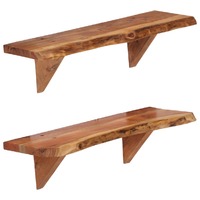  Wall Shelves 2 pcs 60x20x18 cm Solid Acacia Wood