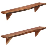  Wall Shelves 2 pcs 90x20x18 cm Solid Acacia Wood