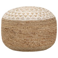  Handmade Pouffe White 45x30 cm Jute