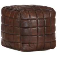  Pouffe Dark Brown 40x40x40 cm Genuine Goat Leather
