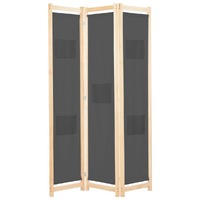  3-Panel Room Divider Grey 120x170x4 cm Fabric