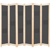  6-Panel Room Divider Grey 240x170x4 cm Fabric