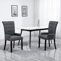  Dining Chair with Armrests Dark Grey Fabric