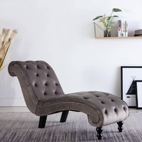  Chaise Lounge Grey Velvet