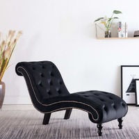  Chaise Lounge Black Velvet