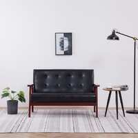  2-Seater Sofa Black Faux Leather