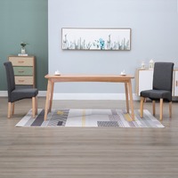  Dining Chairs 2 pcs Grey Fabric