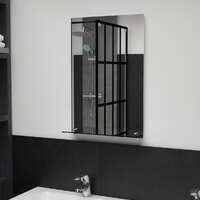  Wall Mirror with Shelf 40x60 cm Tempered Glass