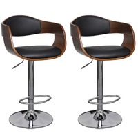  Bar Stools 2 pcs Bent Wood and Faux Leather