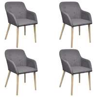  Dining Chairs 4 pcs Light Grey Fabric and Solid Oak Wood