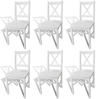  Dining Chairs 6 pcs White Pinewood