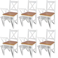  Dining Chairs 6 pcs White Pinewood