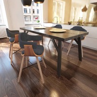  Dining Chairs 4 pcs Dark Grey Bent Wood and Fabric