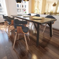  Dining Chairs 6 pcs Dark Grey Bent Wood and Fabric
