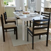  Dining Chairs 6 pcs Brown Solid Wood and Velvet