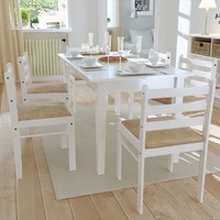  Dining Chairs 6 pcs White Solid Wood and Velvet