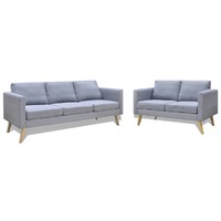  Sofa Set 2-Seater and 3-Seater Fabric Light Grey