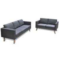  Sofa Set 2-Seater and 3-Seater Fabric Dark Grey