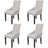  Dining Chairs 4 pcs Cream Grey Fabric