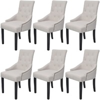  Dining Chairs 6 pcs Cream Grey Fabric